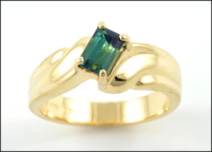 Green Tourmaline Ring in 14k Yellow Gold LARGE