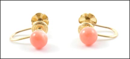 Screwback Coral Earrings in 14k Yellow Gold LARGE