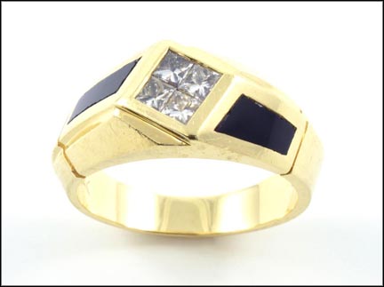 Diamond and Onyx Ring in 14k Yellow Gold MAIN