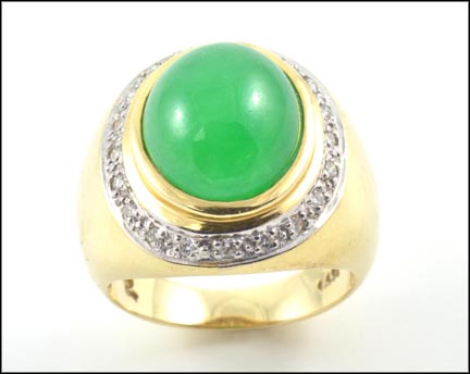 Jade Ring in 14k Yellow Gold LARGE