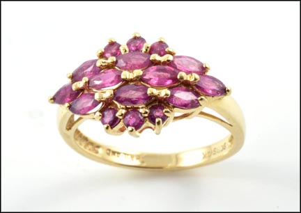Ruby Cluster Ring in 14k Yellow Gold LARGE