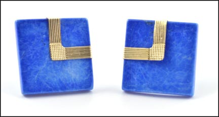 Sodalite Earrings in Yellow Gold LARGE