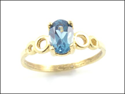 Blue Topaz Child's Ring in 10k Yellow Gold LARGE