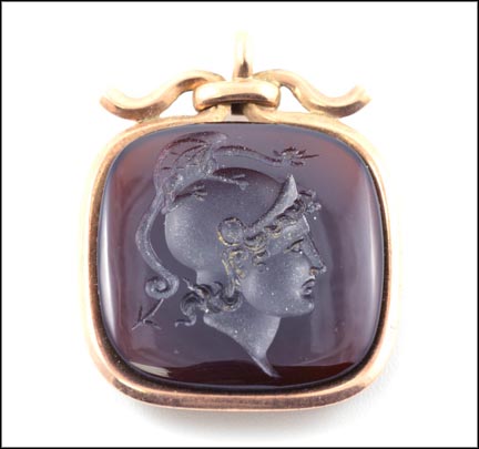 Carnelian Intaglio Fob in Rose Gold LARGE