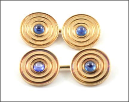 Cabochon Sapphire Cufflinks, 1935-40 in Yellow Gold LARGE