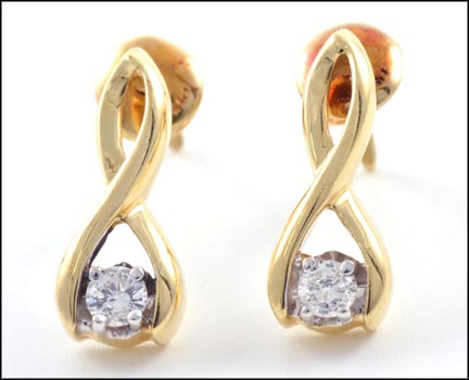 Diamond Earrings in 14k Yellow Gold LARGE
