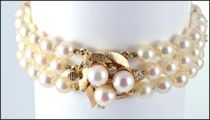 Three Strand Pearl Bracelet in 14K Yellow Gold MAIN