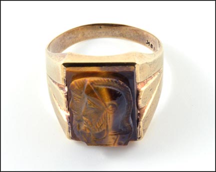 Tiger-Eye Cameo Ring in 10K Yellow Gold MAIN