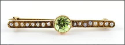 Victorian Peridot and Pearl Pin MAIN