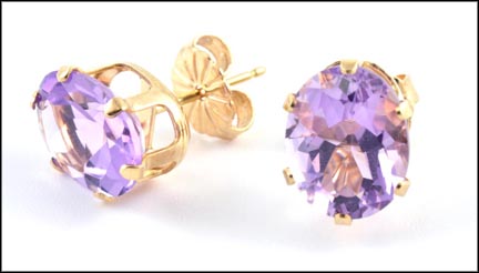 Amethyst Oval Earrings in 14K Yellow Gold LARGE