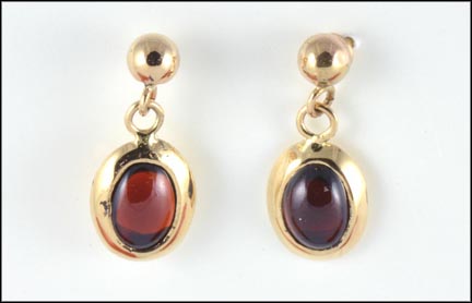 Garnet Dangle Earrings in 14K Yellow Gold LARGE