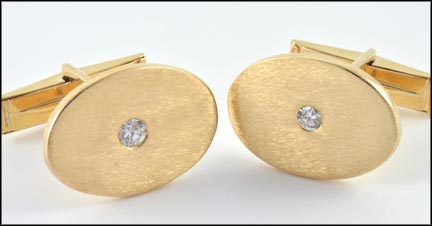 Diamond Cufflinks in 14K Yellow Gold LARGE