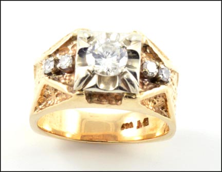 Men's Diamond Ring in 14K Yellow Gold LARGE