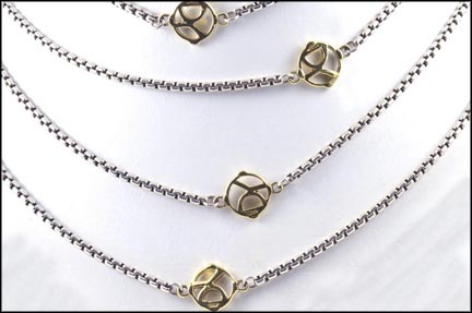 Yurman Signature Necklace in Sterling Silver and 18K Yellow Gold LARGE