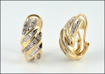 Diamond Earrings in 14K Yellow Gold LARGE