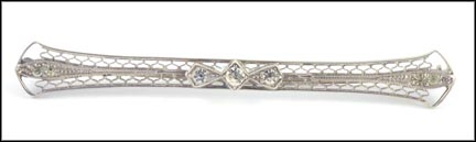 Filigree Pin with Glass Stones in Sterling Silver LARGE