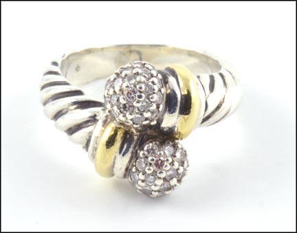 David Yurman Cable Wrap Ring in Sterling Silver and 18K Yellow Gold LARGE