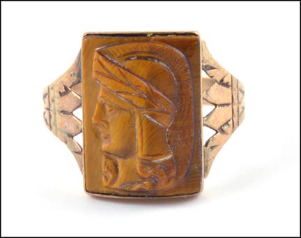 Tiger-Eye Cameo Ring, 1890's in Rose Gold MAIN