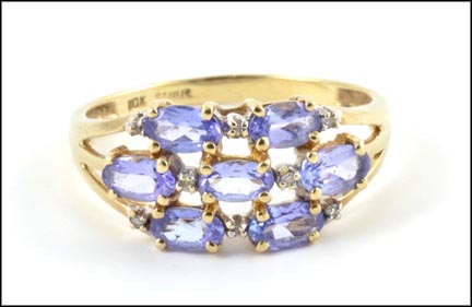 Iolite Cluster Ring in 10K Yellow Gold MAIN