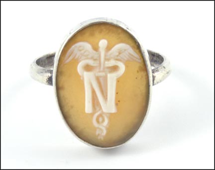 Cameo Nurse Ring in .800 Fine Silver LARGE