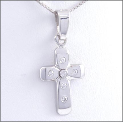 Diamond Cross Necklace in 14K White Gold LARGE
