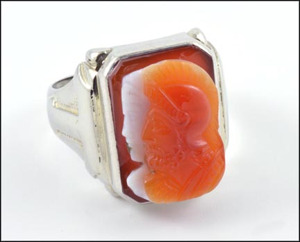 Double Cameo Men's Ring in 10K White Gold LARGE