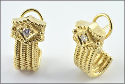 Aletto Omega Back Earrings in 14K Yellow Gold LARGE