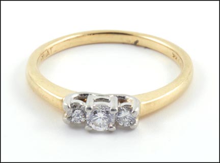 Three Stone Diamond Ring in 14K Yellow Gold MAIN