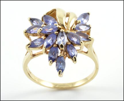 Iolite Cluster Ring in 14K Yellow Gold MAIN