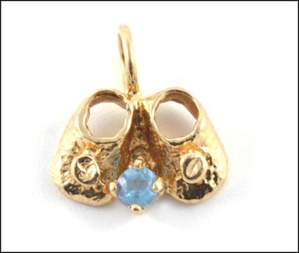Topaz Baby Shoes Pendant in 10K Yellow Gold LARGE