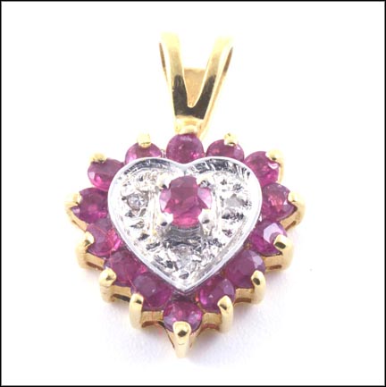 Ruby Heart Pendant in 10K Yellow Gold MAIN