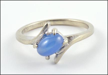 Synthetic Stone Ring in 10K White Gold LARGE