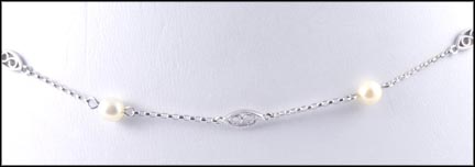 Pearl Station Necklace in 14K White Gold MAIN