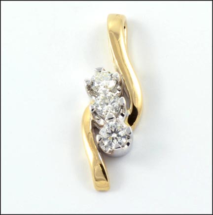 Diamond Three Stone Pendant in 14K Yellow Gold MAIN