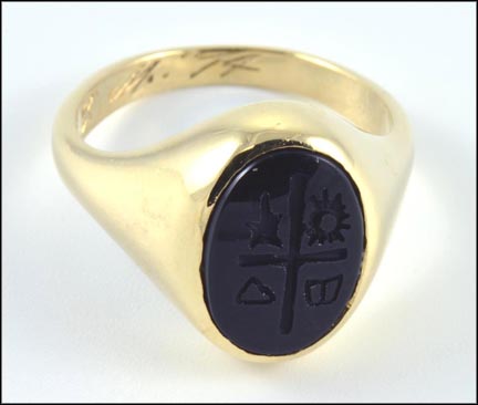 Onyx Carved Ring, Catholic in 14K Yellow Gold MAIN