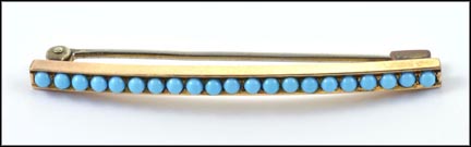Turquoise Bar Pin in Yellow Gold MAIN