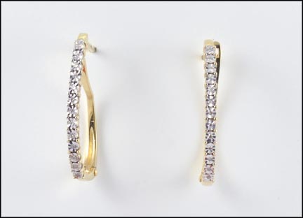 Diamond Hoop Earrings in 10K Yellow Gold LARGE