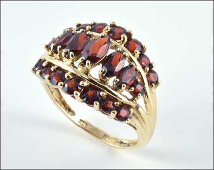 Garnet Cluster Ring in 10K Yellow Gold MAIN