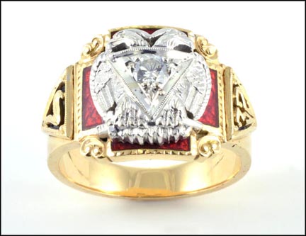 Masonic 32nd Degree Ring in 14K Yellow Gold LARGE