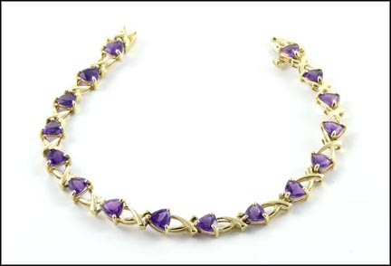 Amethyst Bracelet in 10K Yellow Gold LARGE