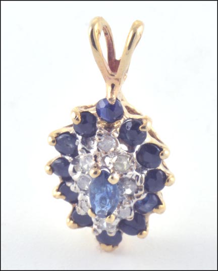 Sapphire Pendant in 10K Yellow Gold LARGE
