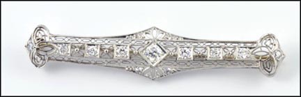 Vintage 1910-15 Bar Pin in White Gold LARGE