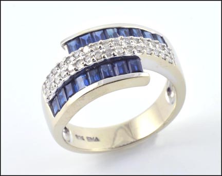 Sapphire Ring in 14K White Gold LARGE