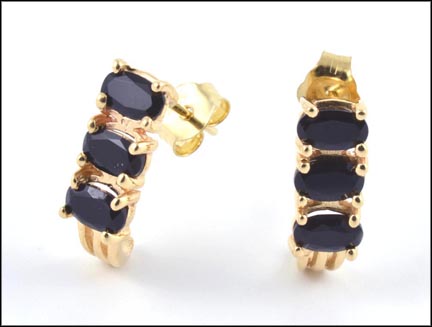 Onyx J Hoop Earrings in 14K Yellow Gold LARGE