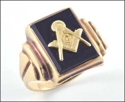 Masonic Blue Lodge Onyx Ring in 10K Yellow Gold MAIN