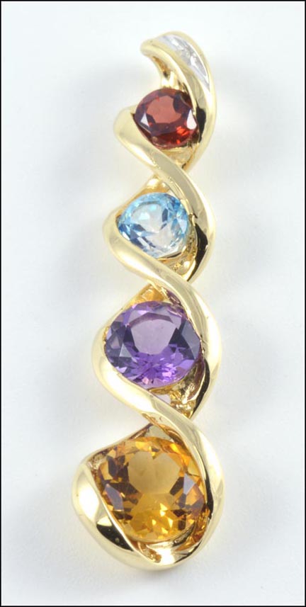 Real Gemstone Pendant in 10K Yellow Gold MAIN
