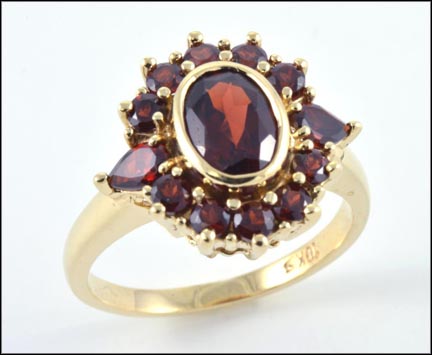 Garnet Cluster Ring in 10K Yellow Gold MAIN