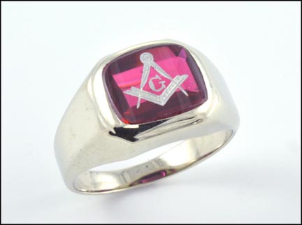 Masonic Blue Lodge Ring in 14K White Gold LARGE