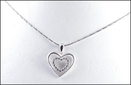 Heart Necklace in 14K White Gold LARGE