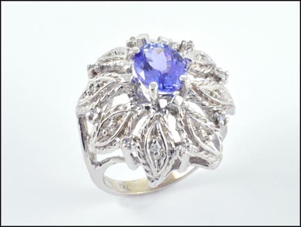 Tanzanite Ring in 14K White Gold LARGE